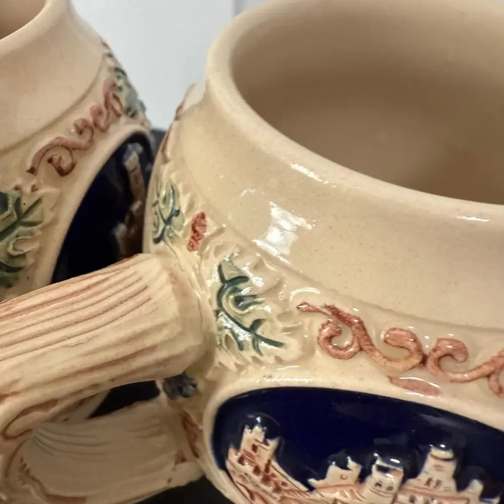 Gerz West Germany Castle Stein Small Mug Cups Set 0f 4